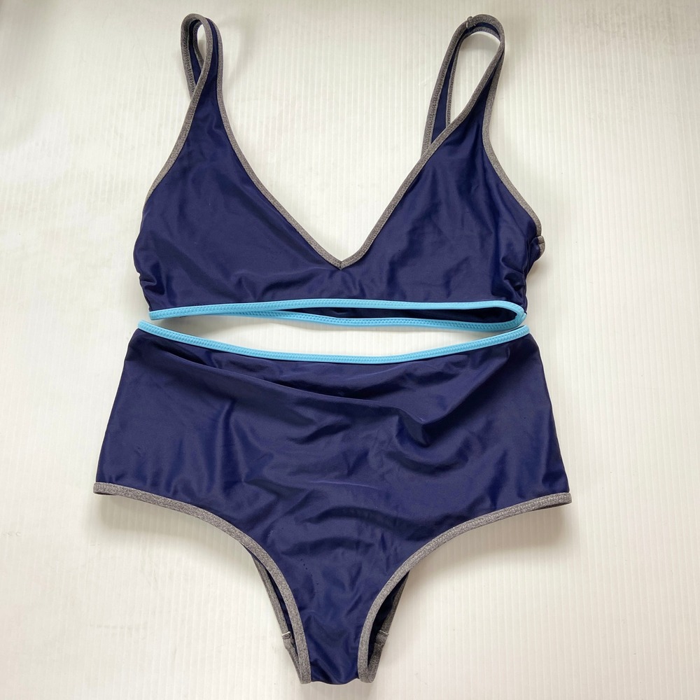 Aerie Navy Blue Two Piece Swimsuit Bikini Bathing Suit Womens Medium Large